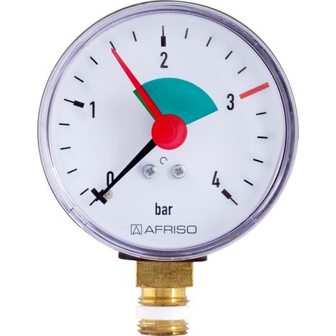Heizungsmanometer HZ 63 0/4bar G1/4B m.PTFE rad Kl.2,5 (1/2)