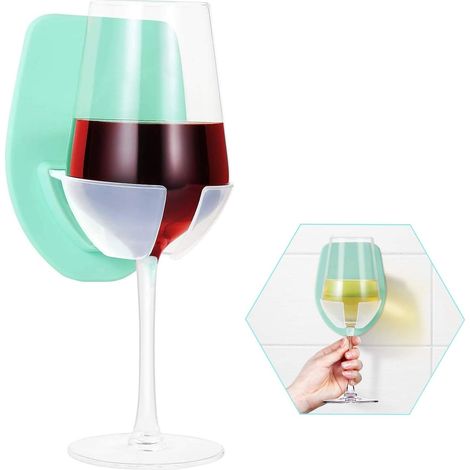 Support Pour Verre À Vin - Adhésif Sans Perçage - Pour Salle De Bain Douche Sauna - 10 x 8,5 cm - 1 Pièce (1/5)