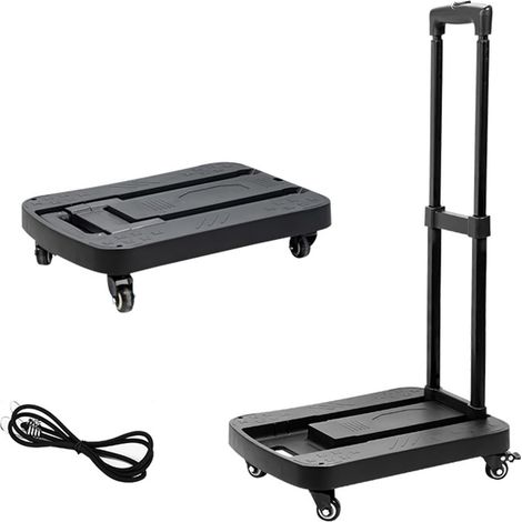 Folding Hand Trolley, Heavy-Duty Luggage Cart, Utility Platform with 6 Rolling Wheels, Travel Shopping (S) (1/5)