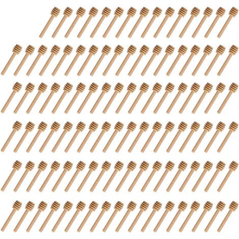 100 piezas de cucharones de miel mini de 7,6 cm (3 pulgadas), cucharas de miel de madera, cucharones de miel portátiles para el hogar, mini cucharones de miel y mermelada, dispensadores, palitos para 