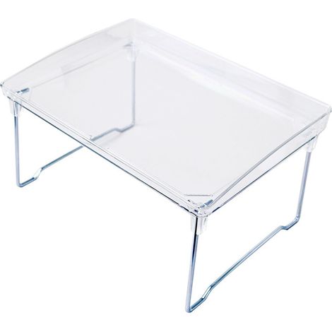 Étagère de rangement bureau empilable pliable transparent comptoir organisateur rack de cuisine salle de bain bureau (1/5)