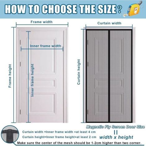 Moustiquaire De Porte - 80x210 cm - Fermeture Magnetique - Blanc (1/4)