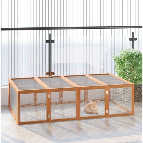 Hasen- und Kleintiergehege aus natürlichem Tannenholz 181 x 100 x 48 cm OKMYHOME (1/5)