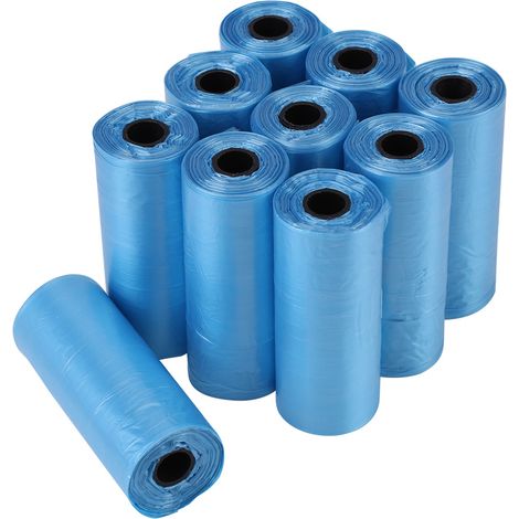 Sacs à déchets en plastique pour chiens de compagnie, 10 rouleaux/150 pièces, 33x22cm, sac de nettoyage des déchets durables, bleu (1/5)