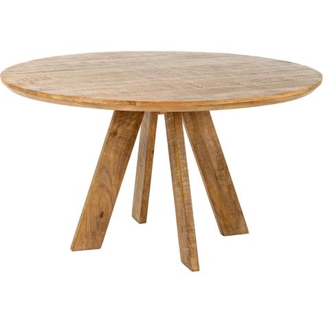 Table de salle à manger ELYA – Ronde diamètre 140 cm – Bois massif de manguier – Style rustique (1/5)