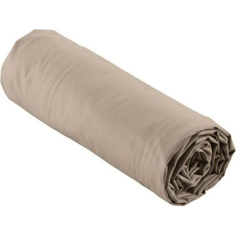 Drap housse - - 140x190 cm - 100% percale de coton - Bonnet 30 cm - Sable (1/5)