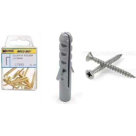 Taco Nº 5 Con Tornillos Cabeza Plana Zincada 3,5x30 mm. 12 unidades
