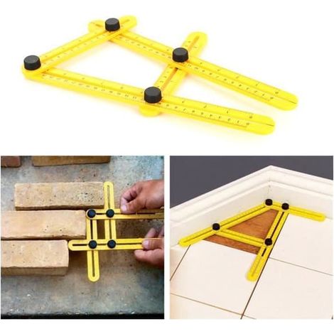 Instruments de mesure - Outil de mesure d'angle - Équerre - Haute précision - Jaune (1/4)
