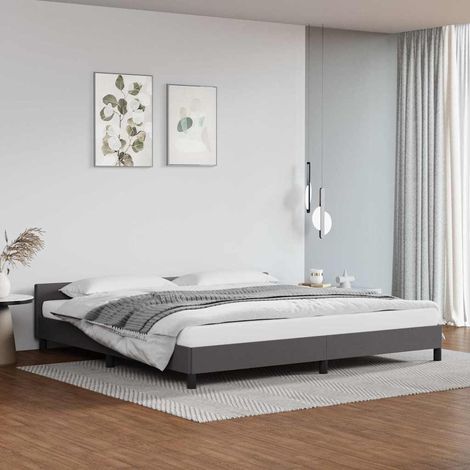 Estructura de cama con cabecero sin colchón gris 200x200 cm (1/5)