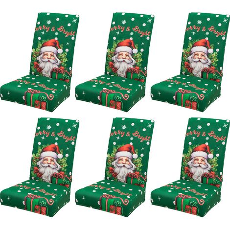 6 waschbare und wiederverwendbare Weihnachtsstuhlhussen für Esszimmer, Küche und Partys, grün (1/3)