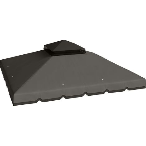 Toiture de remplacement pour tonnelle 3x3m, hydrofuge, double toiture avec trous de drainage, gris clair (1/5)