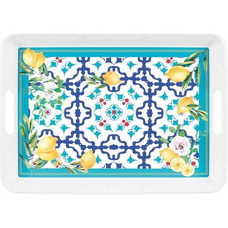 GUZZINI VASSOIO RETTANGOLARE CON MANICI ''FLOWER&LEMON'', CUCINA, ACCESSORI TAVOLA