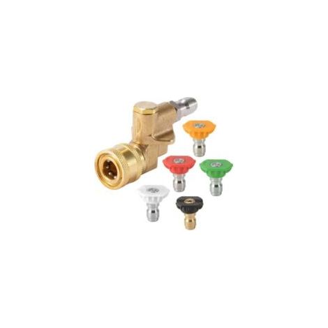 Adattatore per pistola ad acqua per idropulitrice. Accessori regolabili a 360 gradi. Connettori di pulizia da 1/4 di pollice (0°, 15°, 25°, 40°, 65°). - Crezuo