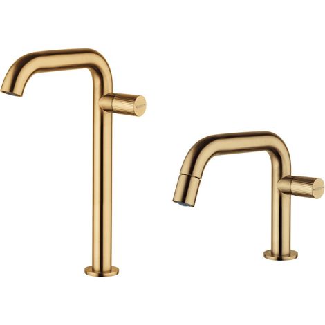 Kit mitigeur monocommande lavabo haut et bidet couleur laiton brossé Mamoli Tuttodunpezzo KITTDPG3 (1/3)