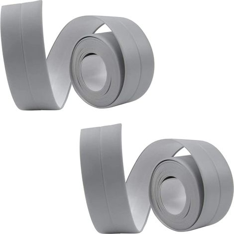 Bandes de calfeutrage imperméables et anti-moisissures pour cuisines et salles de bains (3,8 cm x 3,2 m) (gris, paquet de 2) (1/5)