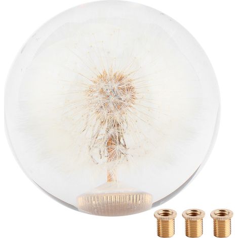 GARRYFIZH Pommeau de Levier de Vitesse, Pommeau de Levier de Vitesse à Bille Transparente de 2,8 Pouces, Bouton de Fleurs de Pissenlits en Cristal Véritable avec 3 Adaptateurs de Filetage (1/5)