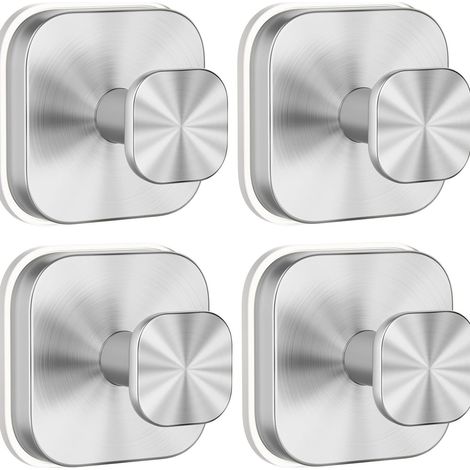 Ganchos adhesivos con ventosa, no requieren perforación, acero inoxidable, juego de 4 ganchos para baño