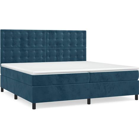 Maison Exclusive - Giroletto a Molle con Materasso Blu Scuro 200x200 cm in Velluto (1/5)