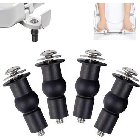 4 Pièces Fixation Cuvette WC, Abattant WC Fixations Charnières, Fixations WC Abattant, Charniere Abattant WC, Fixation Abattant WC Vis, Extensible Caoutchouc Vis Fixation, Extensible Caoutchouc Vis (1/5)
