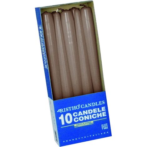 Cereria de Giorgio risthò Bougies Coniques pour bougeoir, Cire, Taupe, 2.2 x 25 cm, 10 unités