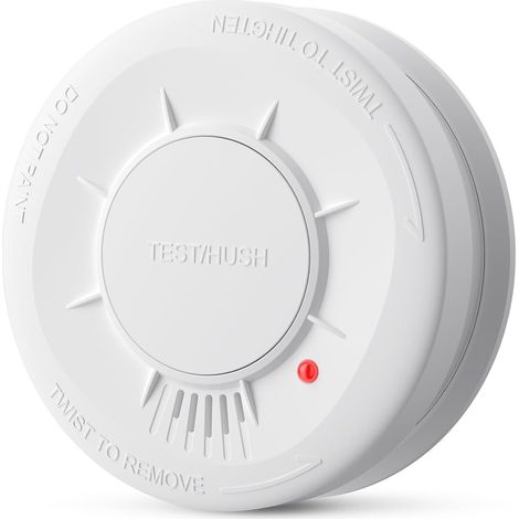 Détecteur de Fumée, Capteur 10 Ans, Pile Remplaçable 5 Ans de Batterie, Bouton Test/Silence, 85 DB, Conforme à la Norme EN14604, Blanc, 1 unité (1/5)