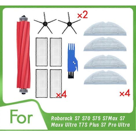 NALOOKAMIC Lot de 12 accessoires pour aspirateur Roborock S7, S70, S75, S7Max, S7 Maxv Ultra, T7S Plus et S7 Pro Ultra : brosse principale, filtre pour la serpillière