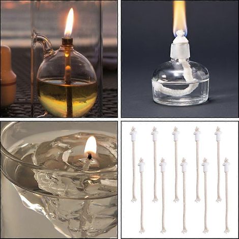Ensemble professionnel de 10 mèches en coton avec supports en céramique pour lampe à alcool (1/4)