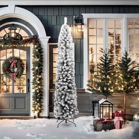 Albero di Natale  Albero natalizio  Albero festivo Artificiale con Neve Fioccata Verde 210 cm PVC (1/5)