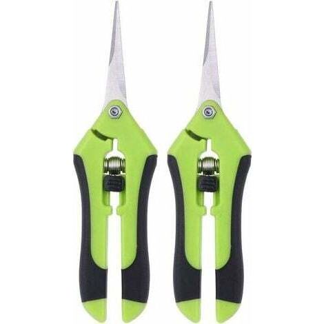 QORVA-Sécateur à main professionnel – Lot de 2 ciseaux à élaguer en acier inoxydable – Poignée ergonomique en caoutchouc – Pour coupes précises (1/5)