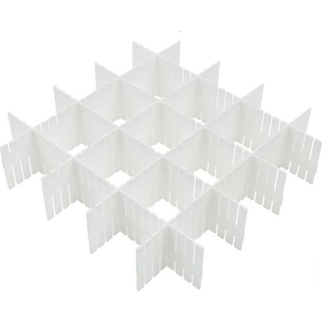Set mit 16 Schubladeneinteilern (32 × 8 cm) – Modulares, zuschneidbares und verstellbares Organizer-System – Aufbewahrung für Unterwäsche, Kosmetikartikel und Bürobedarf (1/5)