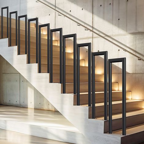 Randaco Barandilla de escalera ovalada en forma de U de 65 cm, pasamanos de hierro, barandilla de hierro para interior y exterior, universal