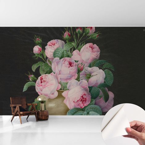 Papier peint adhésif décoratif pour chambre et salon Design moderne à poser facilement Élégance florale 416x254 cm (1/5)
