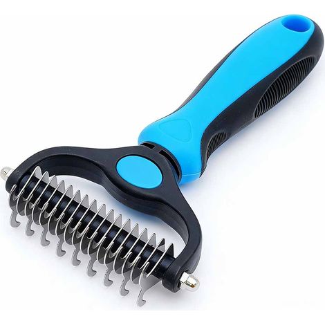 Brosse de toilettage pour animaux, peigne double face pour sous-poil pour chiens et chats, brosse professionnelle pour éliminer les poils et outil de démêlage, élimination sûre et efficace (1/5)
