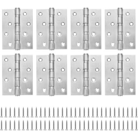 8 Pack 10cm Stainless Steel Door Hinges, 4 Way Steel Ball Door Hinges, Ball Bearing Door Hinges (1/5)