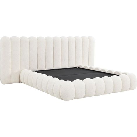 Lit coffre en tissu bouclette beige 160x200 cm greta 200830084 (1/5)