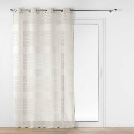 Voilage a oeillets 140 x 240 cm effet lin tissé Janice Beige (1/5)