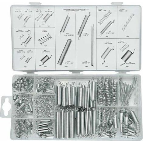 Ressorts Assortiment Ressort de Compression en Acier à Ressort Galvanisé Assortiment de Ressorts de Compression Assortiment de Ressorts en Spirale Ressort de Montage en Acier à Ressort(200PCS)