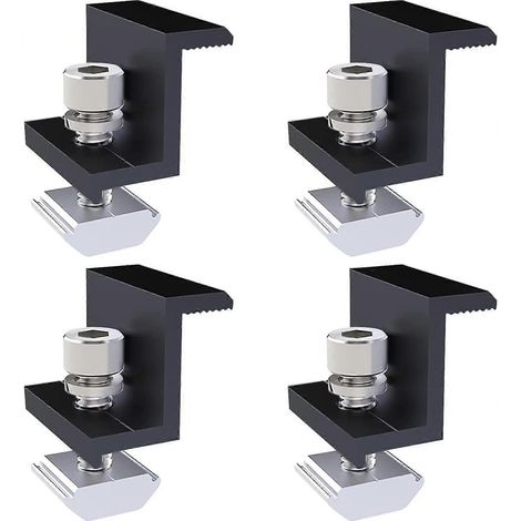 4 pinces d'extrémité pour panneaux solaires - Bornes de 30 mm - Noires - Pour installations photovoltaïques (1/5)