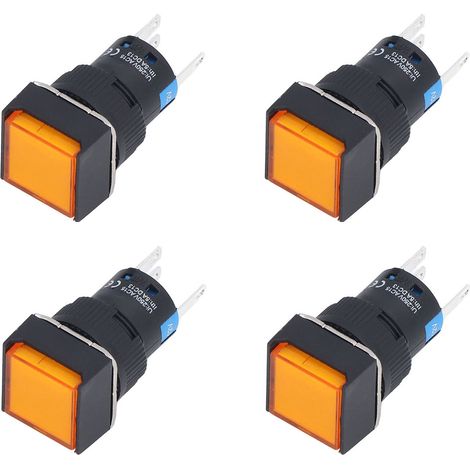 25-teiliges Set 16-mm-Quadrat-Drucktaster, kurzzeitig selbstverriegelnd mit Kontrollleuchte, 12 V, gelb (1/5)
