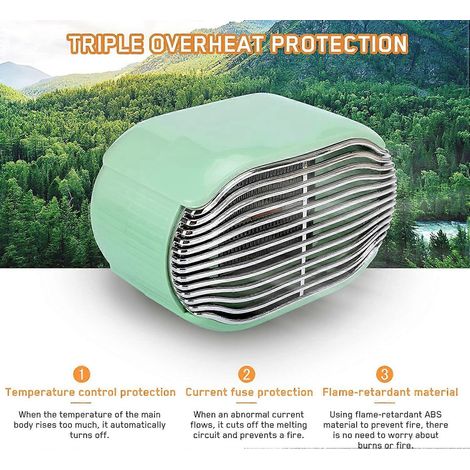 Mini radiateur soufflant électrique en céramique, radiateur soufflant portable à chauffage rapide en 3 secondes, puissance réglable, mini radiateur de bureau léger de 800 W pour chambre d'étudiant. (1/4)