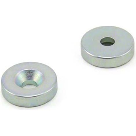 20 mm Dia X 5 mm di spessore X 5,2 mm C/S zinco placcato argento N42 al neodimio-Magnet - 8,3 kg (Nord) traggano (confezione da 2)
