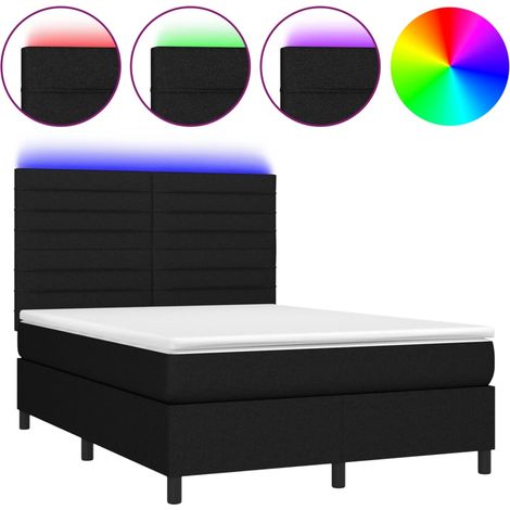 Maison Exclusive - Letto a Molle con Materasso e LED Nero 140x190 cm in Tessuto (1/5)