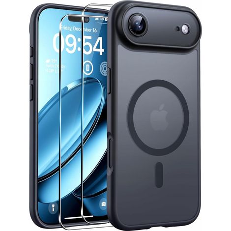 Funda MagSafe negra mate para Apple iPhone Air + 2 protectores de pantalla de cristal (1/5)