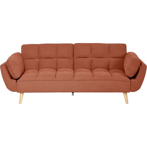 Sofa Bed Orange Fabric 3 Seater Wooden Legs Foam Filling Split Back Biscuit Padding Water-Repellent ASBY (1/5)