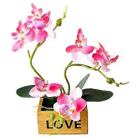 Fleur artificielle papillon orchidée pot bonsaï jardin DIY fête décoration de bureaurose (1/5)
