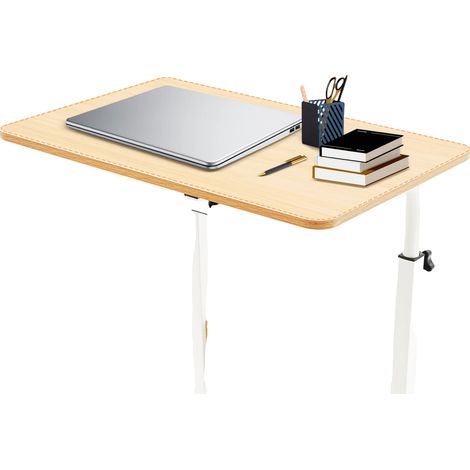 Escritorio para portátil, 60 x 40 cm, altura ajustable de 70 a 90 cm, carga máxima de 15 kg, construcción de MDF y metal, forma rectangular. (1/5)