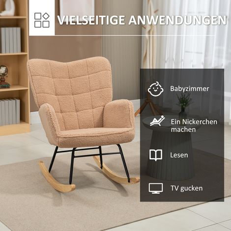 Schaukelstuhl im Retro-Design, Massivholz, Sessel, Relaxsessel, 98 cm x 71 cm x 101 cm, Braun (1/5)