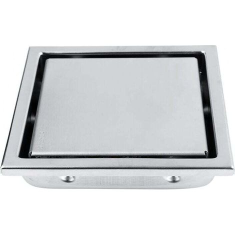 Drain de sol carré de 4,3 pouces, filtre de drain de sol en acier inoxydable pour la maison avec couvercle amovible, grille de salle de bain, douche, drain de sol carré pour salle de bain (1/4)