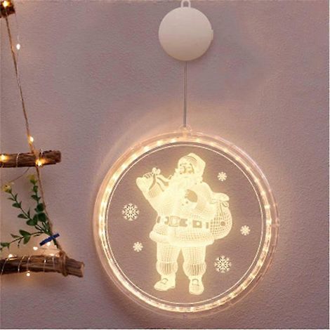 Weihnachtskranz mit LED-Lichterkette und Weihnachtsmann-Motiv, Tür- und Wandbehang, Weihnachtsdekoration, Geschenkidee (1/4)