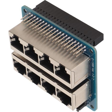 Professionelle 8-Port-RJ45-GPIO-Erweiterungskarte mit 40-poligem Netzteil für Raspberry Pi 1A+, 1B+, 2B, 3B, 3B+, 3A+ und 4B (1/5)